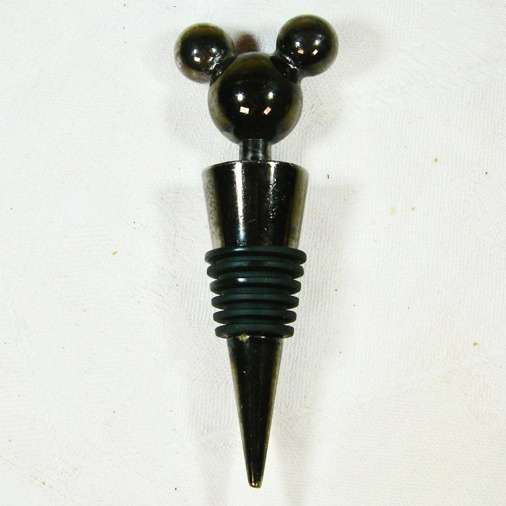 Disney Parks Collectible Mickey Mouse Wine Bottle Cork Stopper Chrome Metal